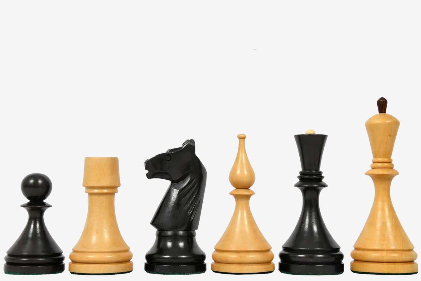 Sensor Compatible Chess Pieces – Reproduced 1961 Soviet Championship Baku Chess Pieces in Ebonized / Boxwood – 4.05 King
