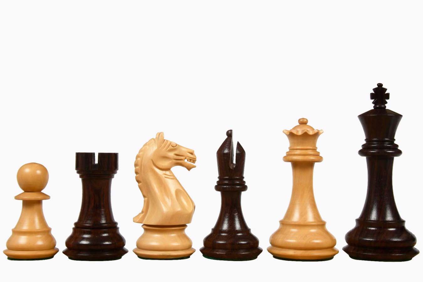 Sensor Compatible Chess Pieces – Fierce Knight Staunton Series Chess Pieces in Rosewood & Boxwood – 4.1″ King