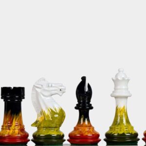 Sensor Compatible Chess Pieces - Flame and Frost Painted Staunton Weighted Wooden Chess Pieces - 4.0" King with Extra Queens