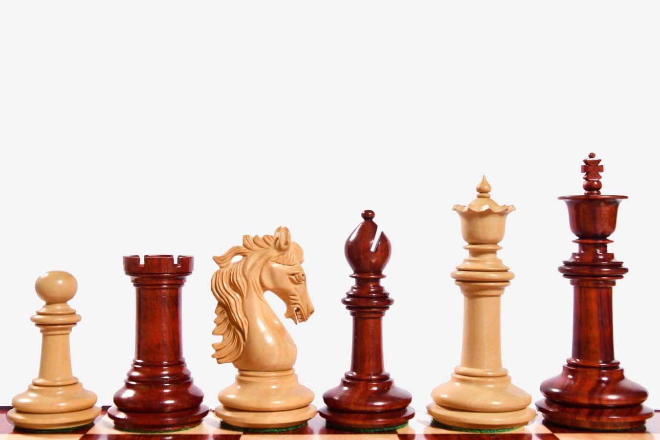 Sensor Compatible Chess Pieces – French Warrior Luxury Wooden Chess Pieces in Bud Rosewood & Boxwood – 4.4″ King