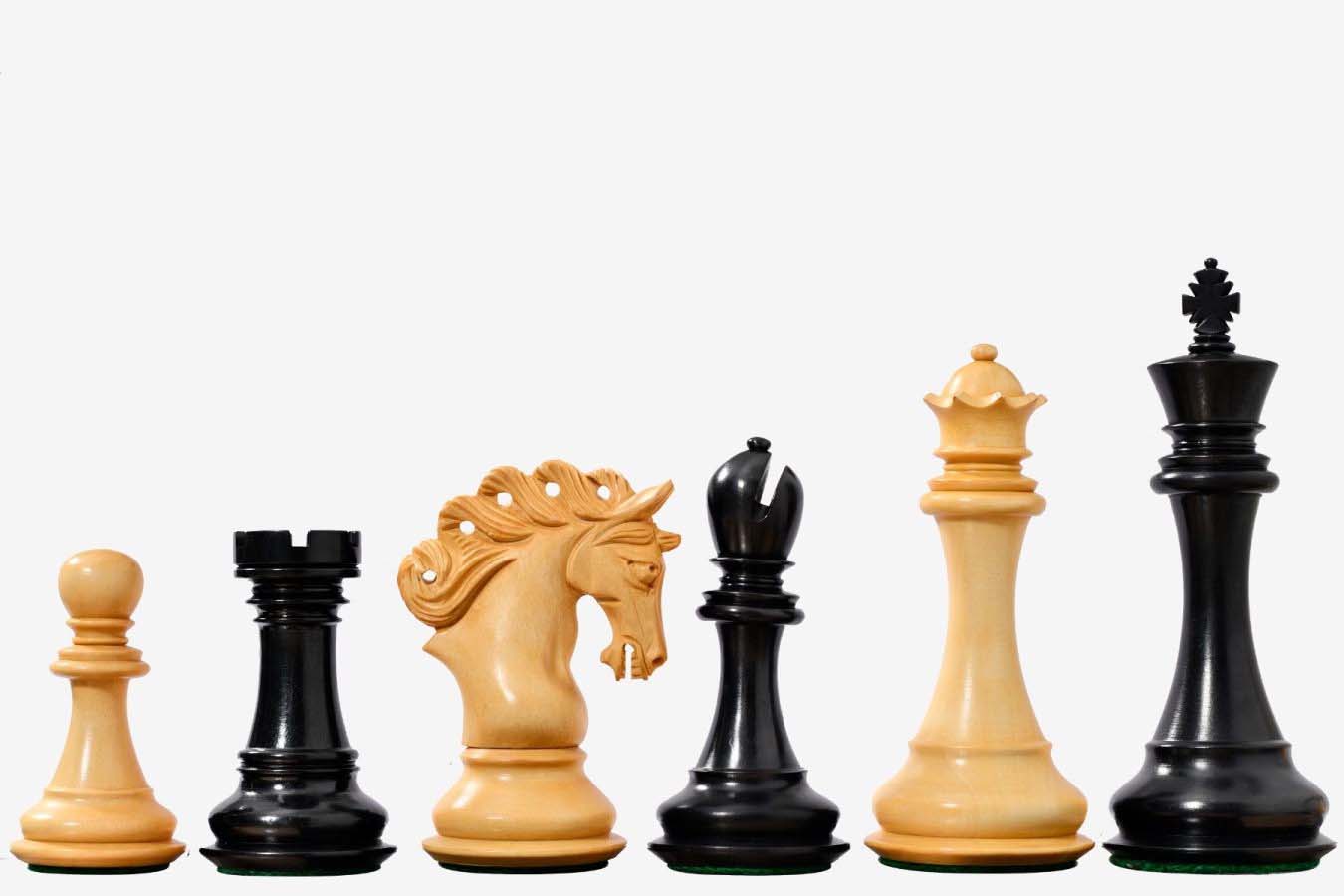 Sensor Compatible Chess Pieces – Pegasus Series Artisan Staunton Chess Pieces version 2.0 in Ebonies / Boxwood – 4.6″ King